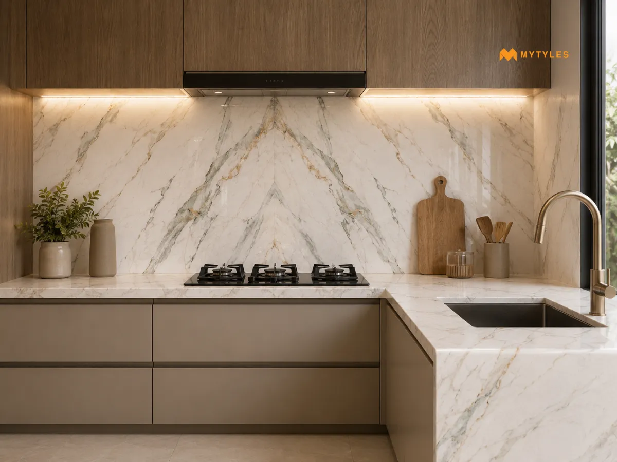 Countertop and Backsplash in One Continuous Surface